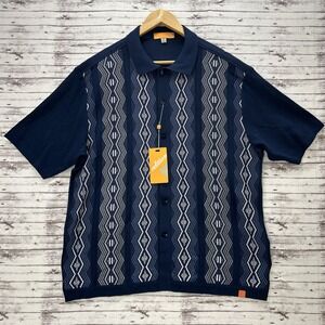 Edition S Men's Short Sleeve Knit Shirt Size XL Navy Blue Rayon NEW
